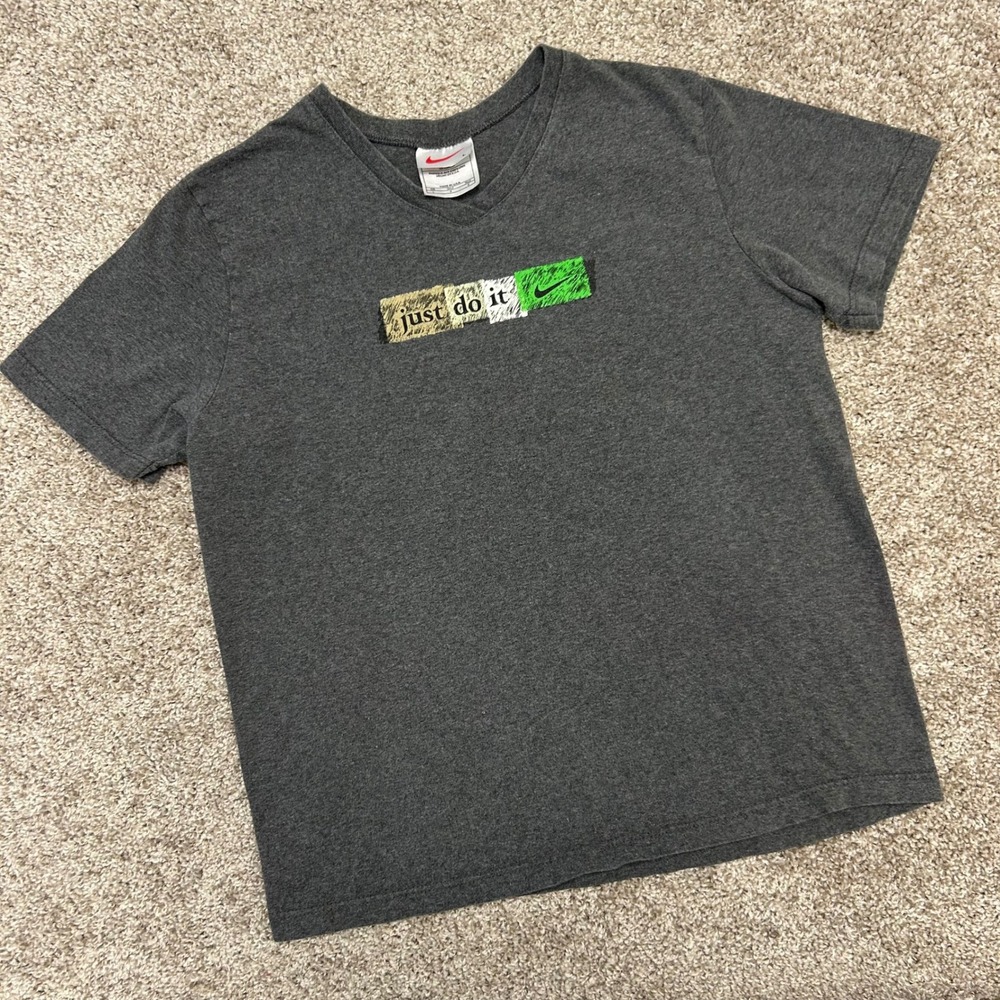 Vintage Nike Just Do It Tshirt Women Size Large Made‎ In USA Swoosh Gray 90s
